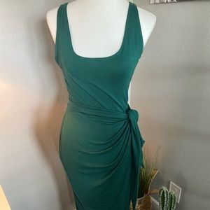 Reformation Jeans Hunter green cotton wrap dress